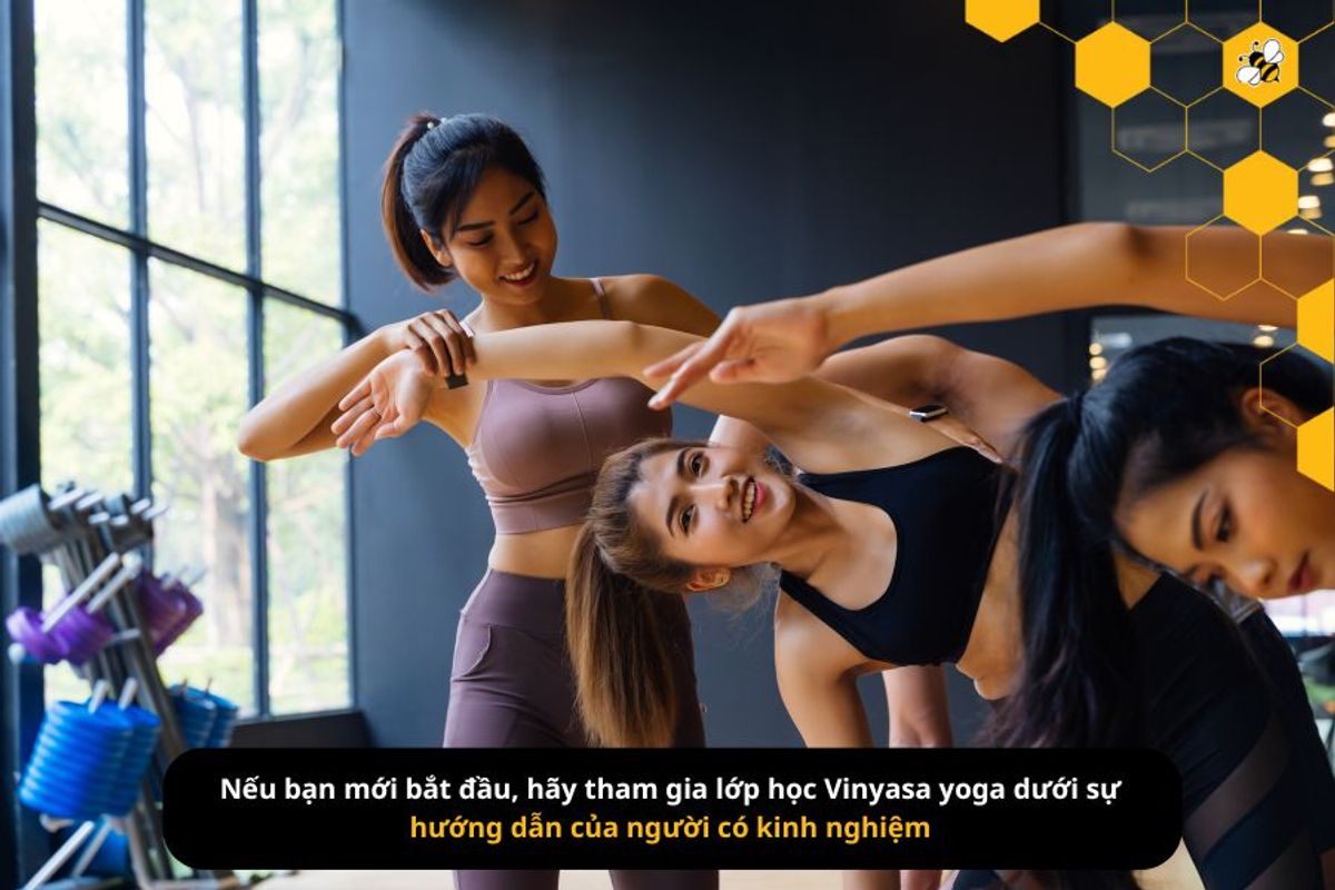 Nếu bạn mới bắt đầu, hãy tham gia lớp học Vinyasa yoga dưới sự hướng dẫn của người có kinh nghiệm