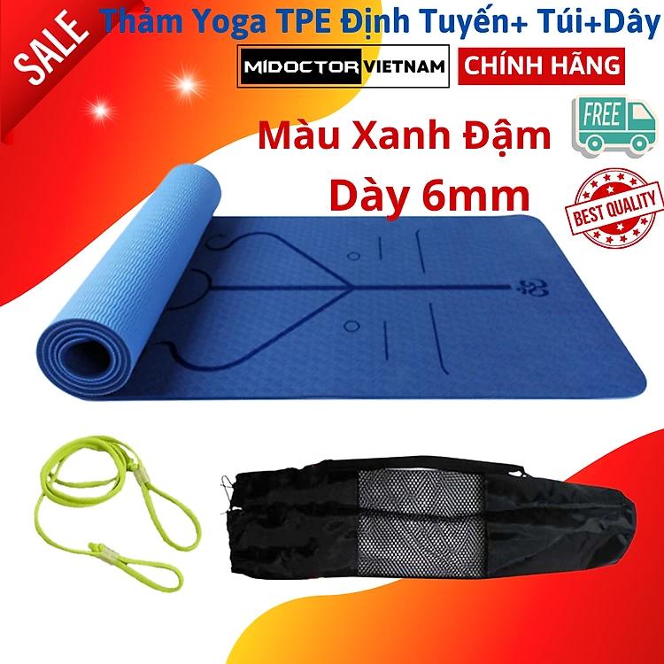 Thảm Tập Yoga Định Tuyến TPE 2 Lớp – Chọn Màu – Chọn Độ Dày + Bao Thảm Tập Yoga + Dây Buộc Thảm Tập Yoga Chính Hãng miDoctor 