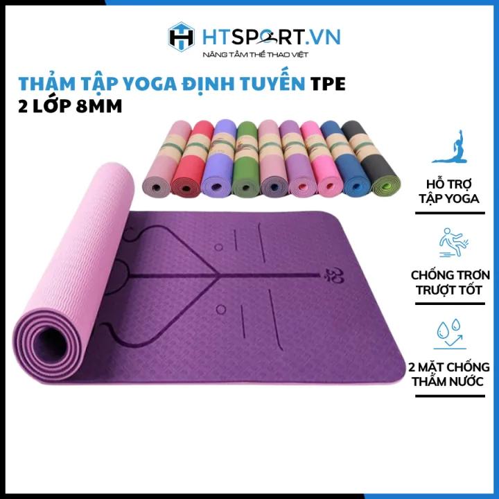 Thảm Yoga, Thảm Tập Yoga Định Tuyến TPE 2 Lớp 8MM, Chống Trượt Cao Cấp