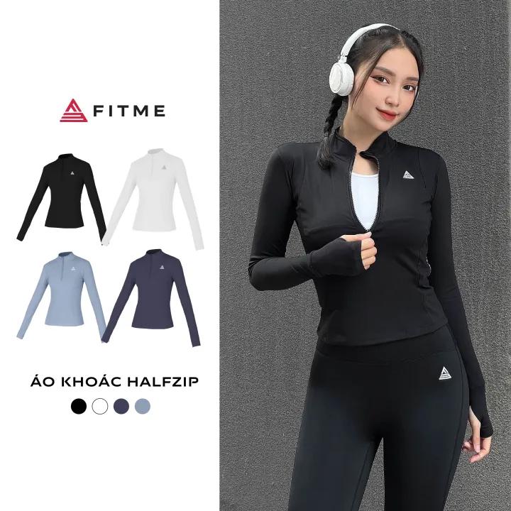 Áo tập gym yoga Fitme Cover23 halfzip dài tay vải 2 lớp ôm body AKHZC
