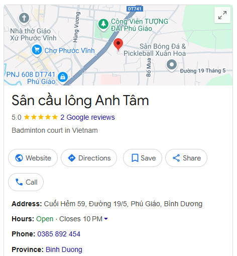 Sân cầu lông Anh Tâm