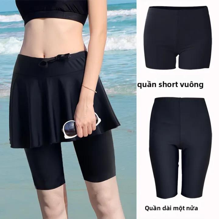 Quần Bơi Lưng Cao Chống Ánh Sáng Cho Nữ Quần Bơi Lửng Năm Điểm Quần Bơi Lót Nhanh Khô Quần Bơi Lót Cơ Bản