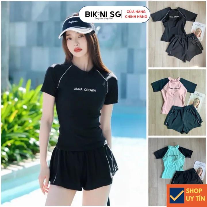 Đồ bơi nữ kín đáo hàng VNXK áo tắm bigsize Bikini SG áo bơi ngắn tay phối quần đùi 2 phong cách thời trang Hàn Quốc