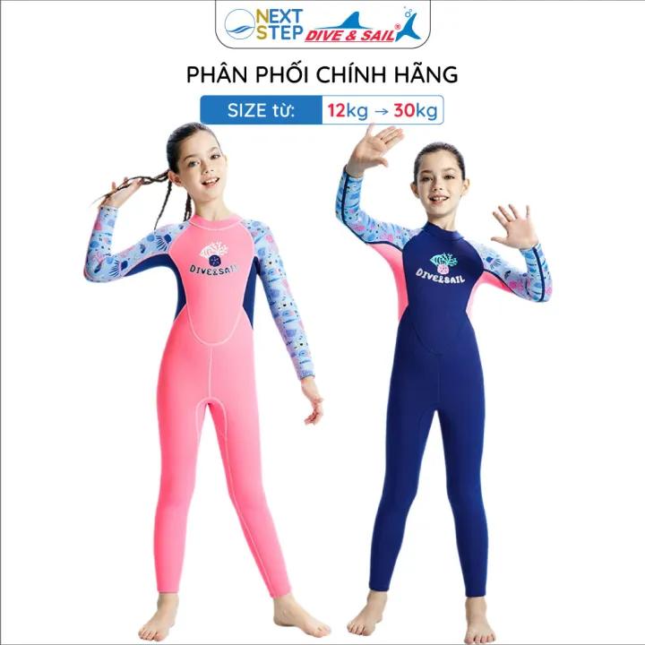 Đồ bơi giữ nhiệt bé gái Dive and Sail size 12kg - 30kg | Đồ bơi trẻ em chống lạnh, ngăn tia UV