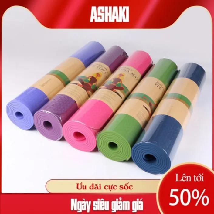 Thảm Tập yoga chống trượt 2 lớp dày chất liệu cao su non TPE cao cấp - ASHAKI