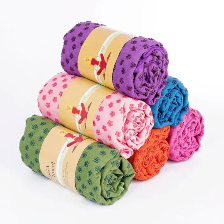 Khăn Trải Thảm Yoga Microfiber Dày Chống Trượt Thấm Mồ Hôi Cao Cấp Tặng Túi Đựng Khăn