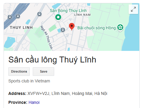 Sân cầu lông Thuý Lĩnh