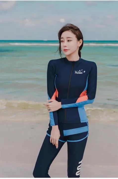 Đồ bơi kín đáo nữ dài tay quần dài chống nắng phong cách Hàn Quốc
