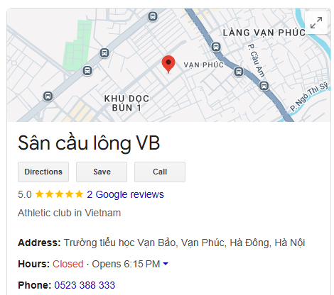 Sân cầu lông VB