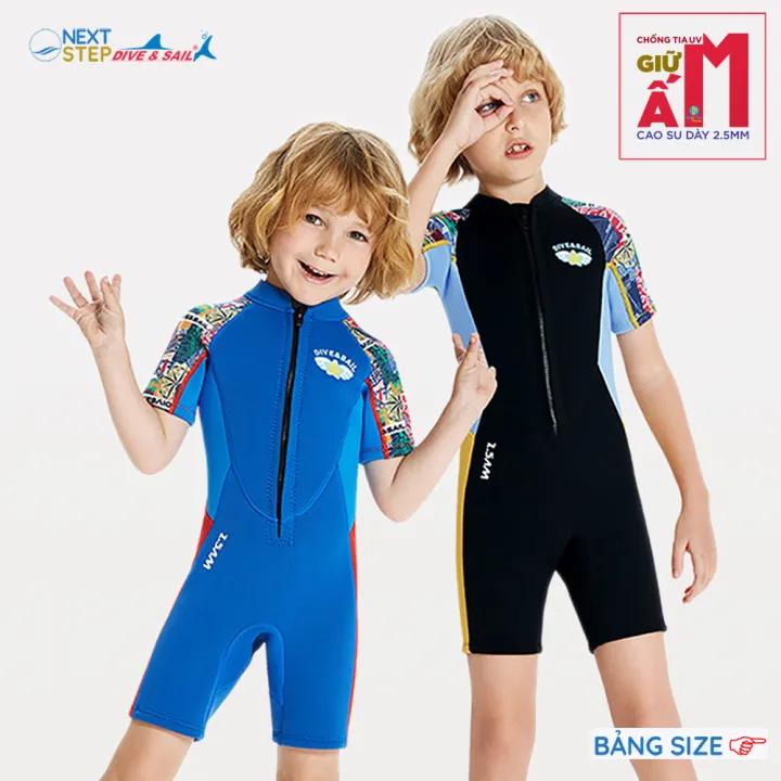 Đồ bơi giữ nhiệt cho bé trai hiệu Dive and Sail chất liệu cao su dày 2.5mm giữ ấm thể thao bơi lội chuyên nghiệp