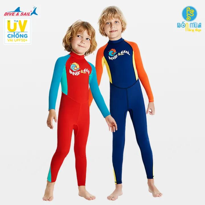 Đồ bơi bé trai Dive and Sail chất vải mềm mại ngăn tia UV - Mẫu tay dài quần dài chống nắng