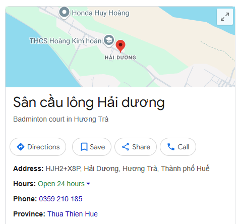 Sân cầu lông Hải dương