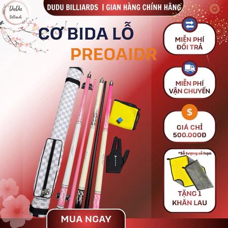 Cơ Bida PREOAIDR Phủ Carbon Cao Cấp, Ruby , Cơ Bida Lỗ 13mm, Giảm Văng Bạt, Tay Cầm Chống Trơn