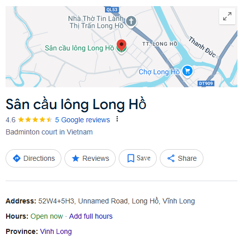 Sân cầu lông Long Hồ