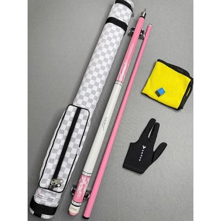 Cơ bida phủ Carbon Graphite, Ruby Hồng, Gậy Preoai cao cấp