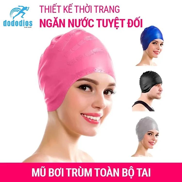 Nón bơi, Mũ bơi TRÙM TAI, chất liệu silicone đàn hồi, thiết kế thời trang cao cấp CA33 dododios Collection
