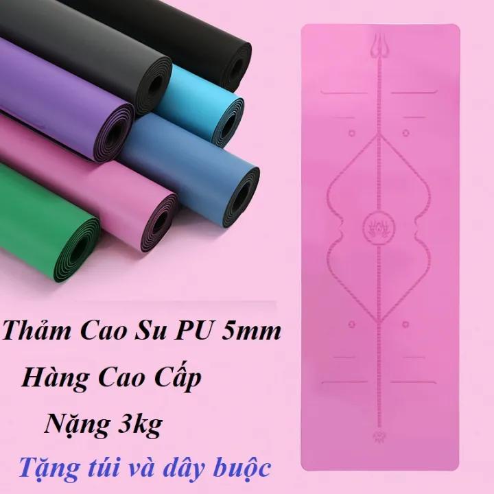 Thảm yoga định tuyến 5mm PU Cao su ( túi+ dây) Nặng 3Kg