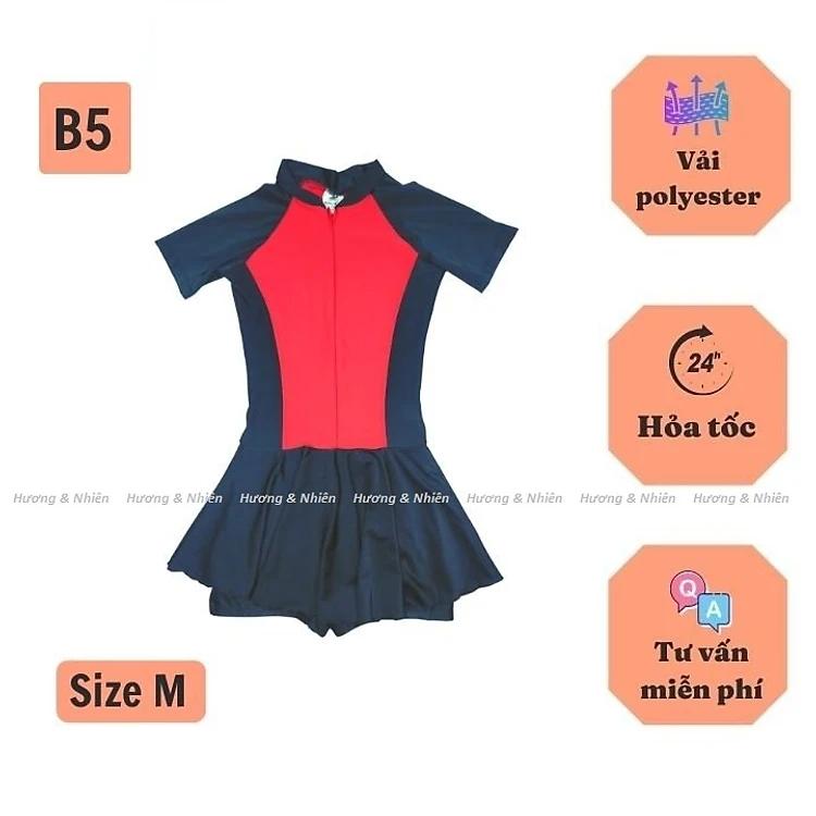 Đồ bơi cho bé gái kín đáo liền thân từ 29-44kg- dạng quần và váy chất vải polyester