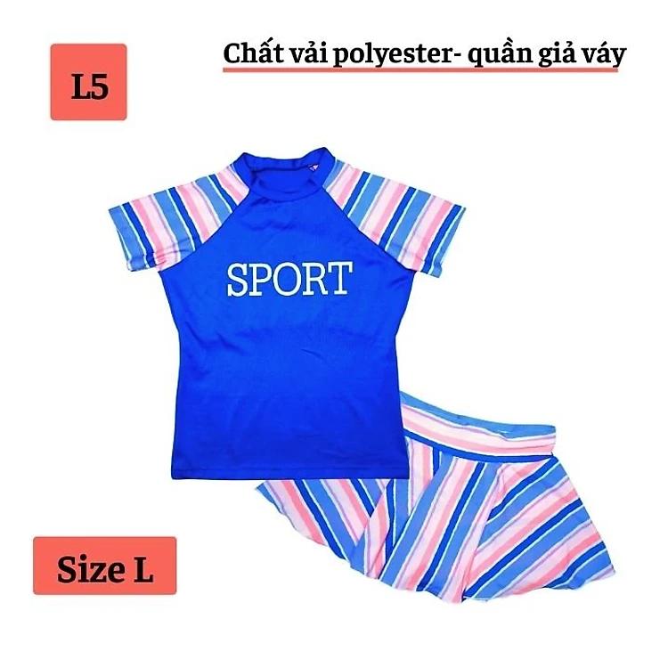 Đồ bơi cho bé gái kín đáo từ 30-55kg, áo tay ngắn quần giả váy tạo cảm giác tự tin- thoải mái