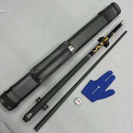 Cơ Bida lỗ Carbon Dragon Đen 2 Khúc, Gậy Bi a Cao Cấp 19oz Đầu 11.5–12.7mm Chống Rung