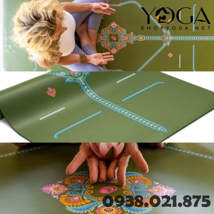 Thảm tập yoga Liforme Mindful Garden màu xanh