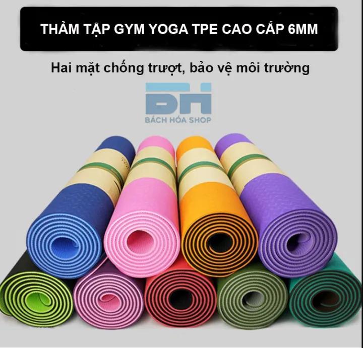 THẢM TẬP YOGA GYM CHỐNG TRƯỢT, CAO SU NON THIÊN NHIÊN TPE CAO CẤP - BH KIDS