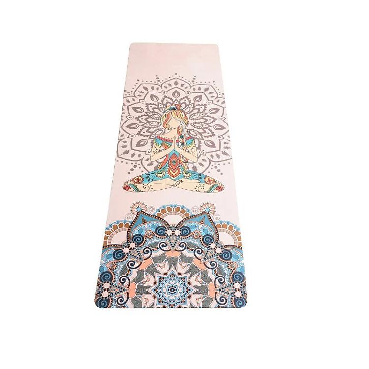 THẢM TẬP YOGA CAO SU THIÊN NHIÊN PU IN HOA VĂN  CAO CẤP