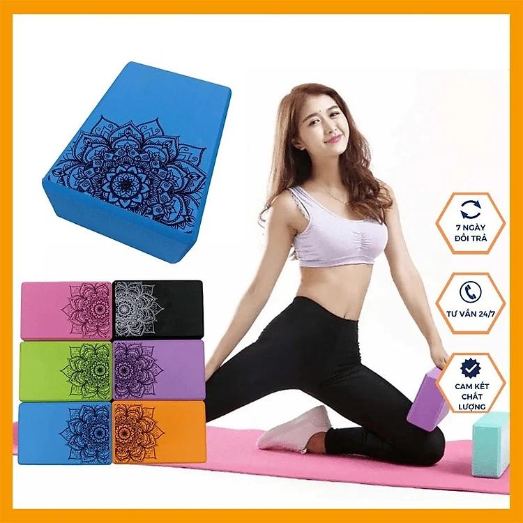 Gạch Gối Tập Yoga Eva Nặng 300g In Hoa Mandala Độ Cứng Cao Không Lún
