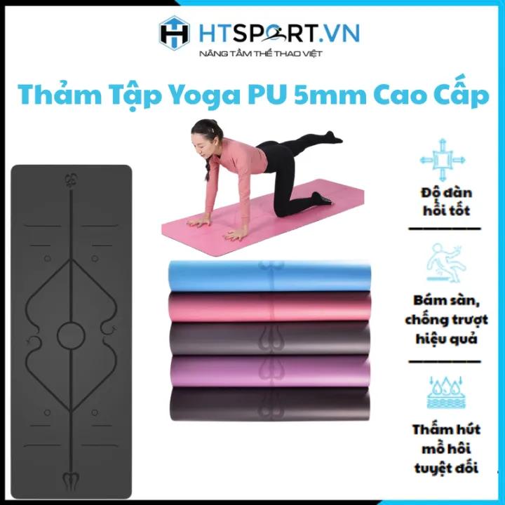 Thảm Tập Yoga PU Định Tuyến 5mm Cao Su Cao Cấp, Cao Su Tự Nhiên Mật Độ Cao