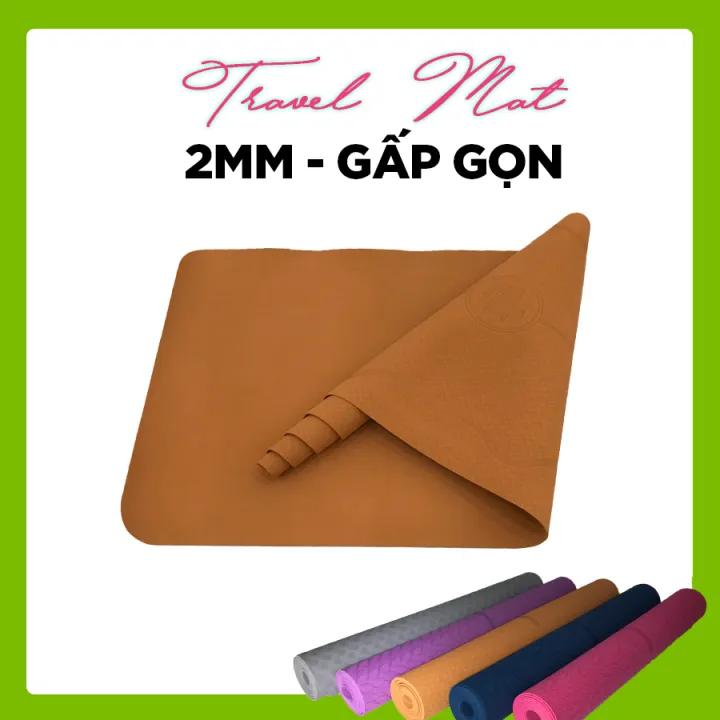 Thảm yoga du lịch 2mm GẤP GỌN Mikie Mat chống trơn siêu mỏng làm từ cao su nhân tạo TPE cho nam nữ tập thể dục tại nhà yoga gym