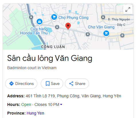 Sân cầu lông Văn Giang