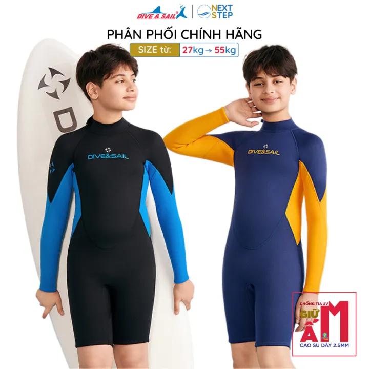 Đồ bơi giữ nhiệt bé trai Dive and Sail size 27kg - 55kg | Mẫu tay dài quần ngắn giữ ấm rât tốt