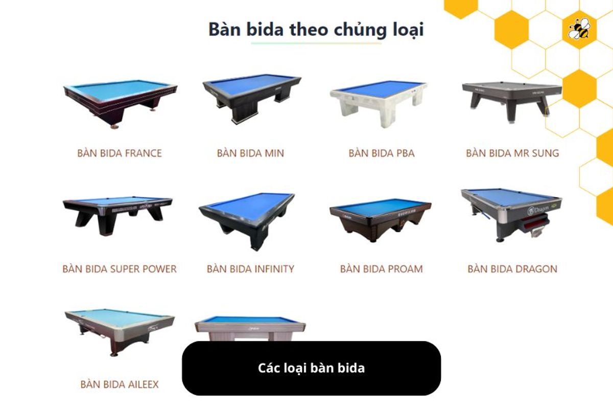 Các loại bàn bida