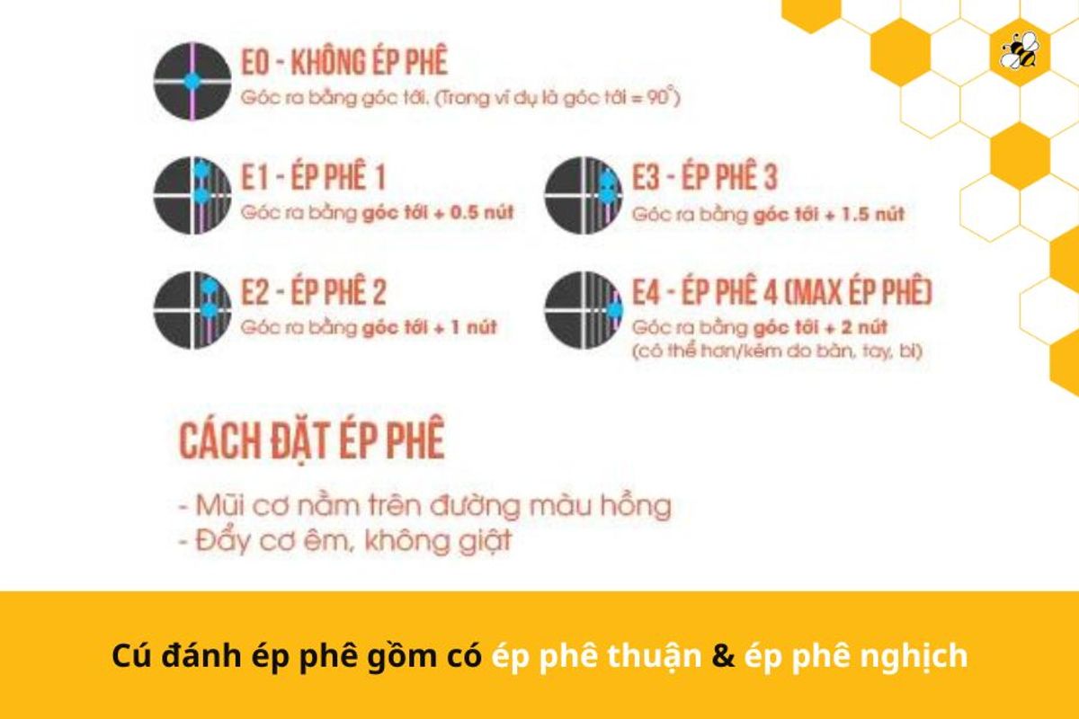 Cú đánh ép phê gồm có ép phê thuận & ép phê nghịch