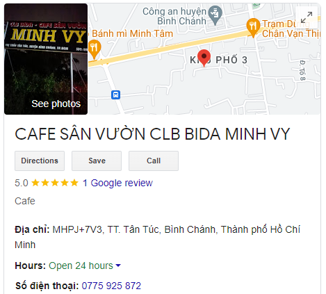 CAFE SÂN VƯỜN CLB BIDA MINH VY