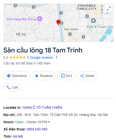 Sân cầu lông 18 Tam Trinh