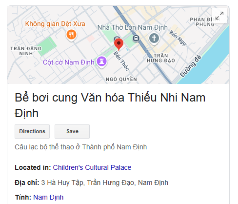 Bể bơi cung Văn hóa Thiếu Nhi Nam Định