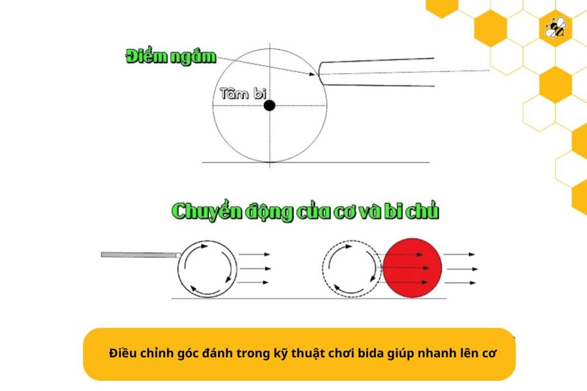 Điều chỉnh góc đánh trong kỹ thuật chơi bida giúp nhanh lên cơ