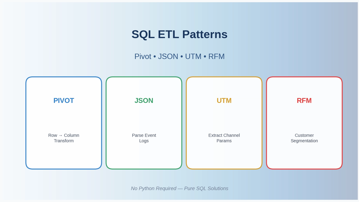 "이건 Python으로 해야 해요" — SQL로 Pivot, JSON, UTM, RFM 전부 끝내기