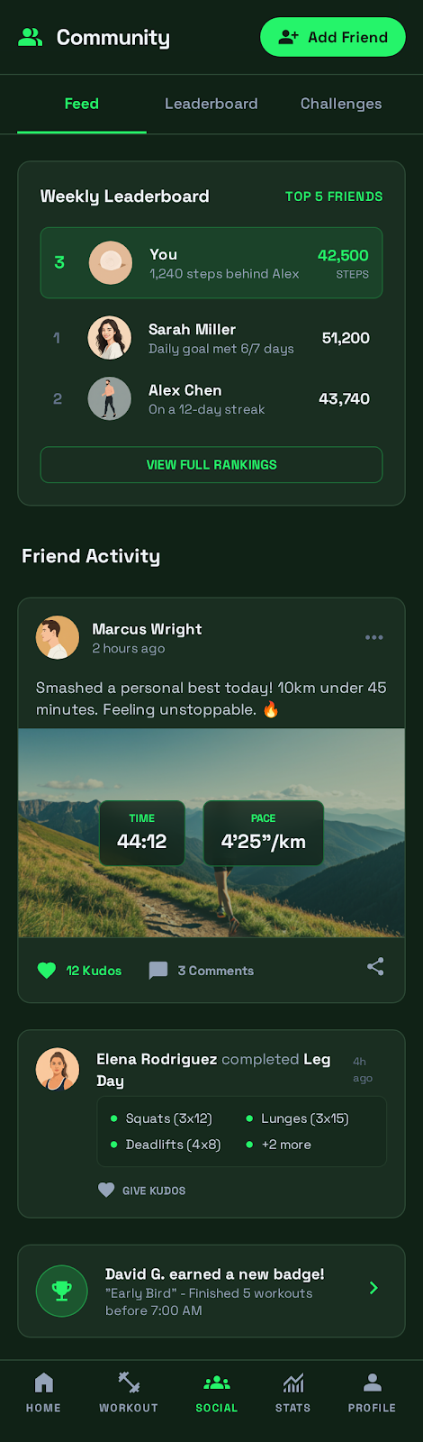 Social Leaderboard screen