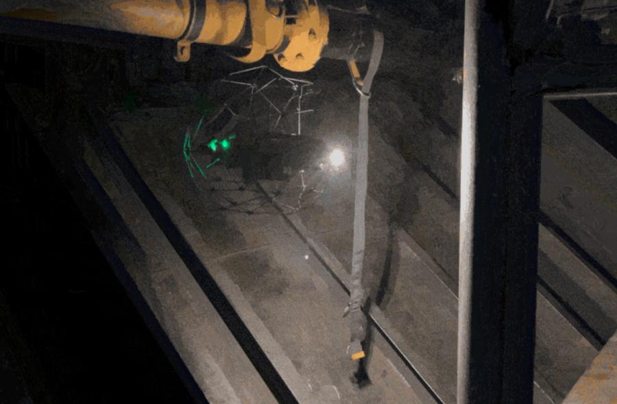 Elios caged drone inspecting a confined space