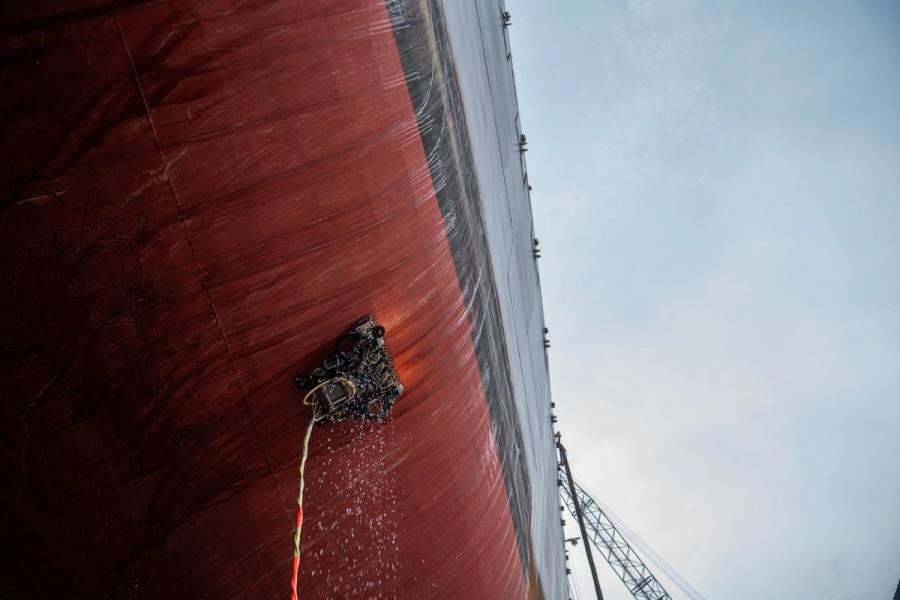 TOKA robot crawling a ship hull