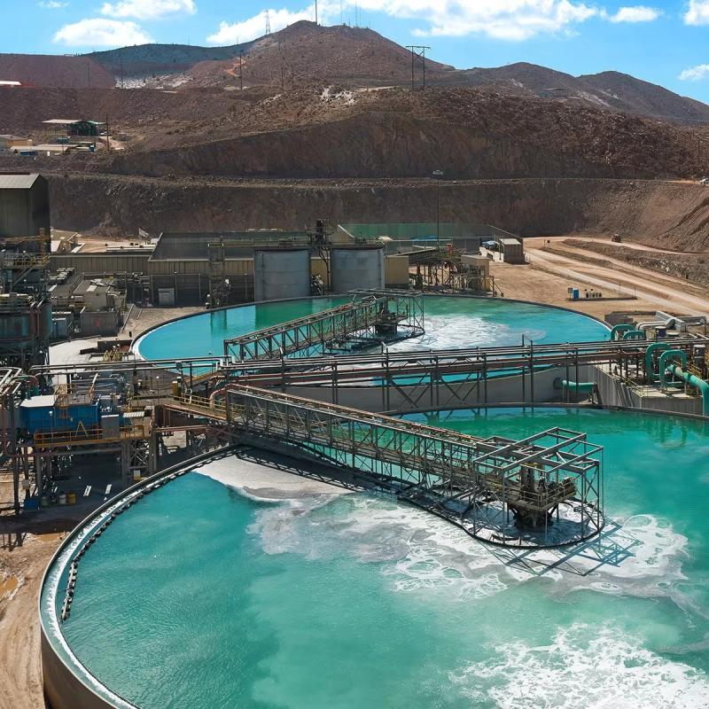 Thickener tanks at a mine’s processing plant