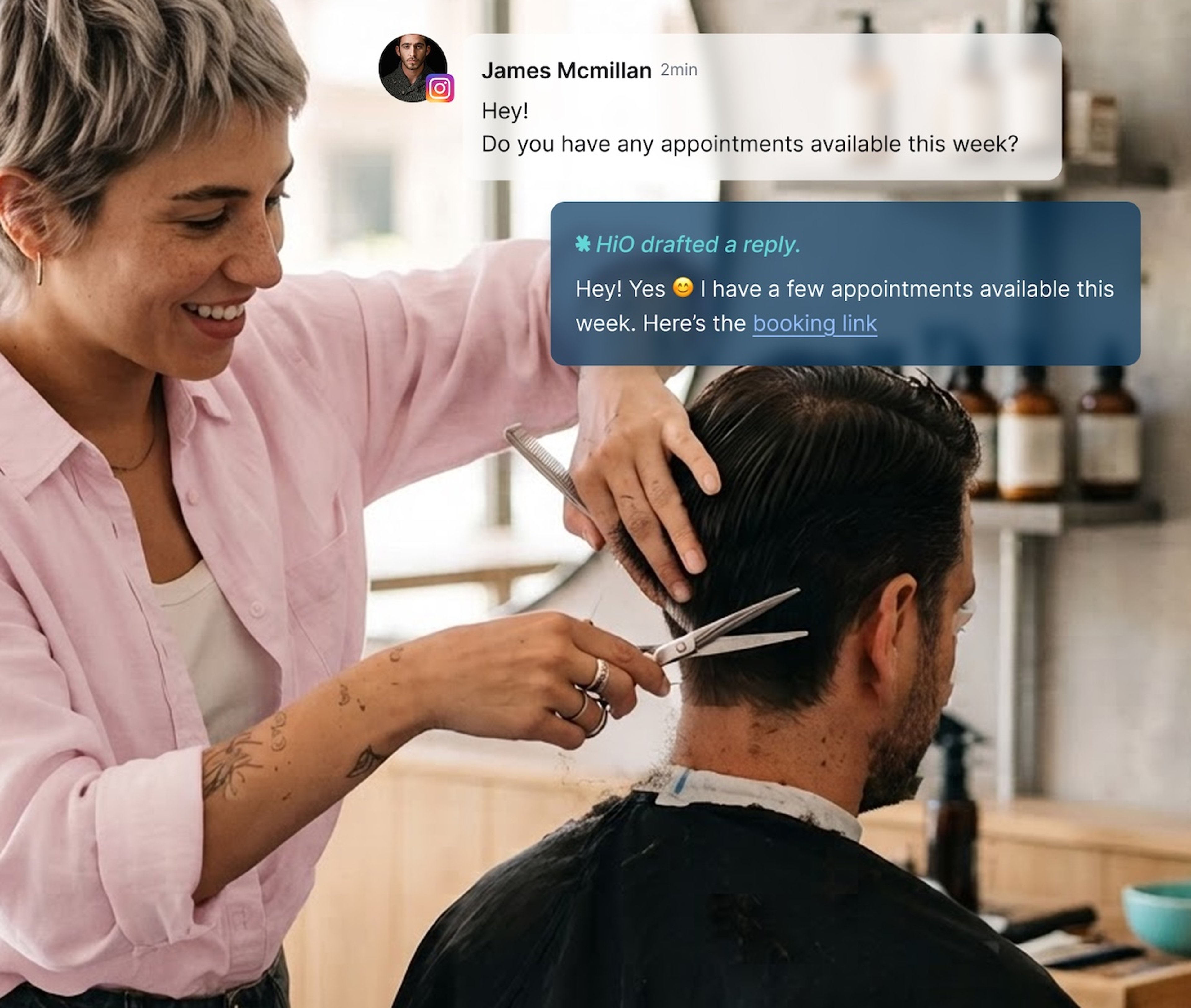 A product question answered with a live product link