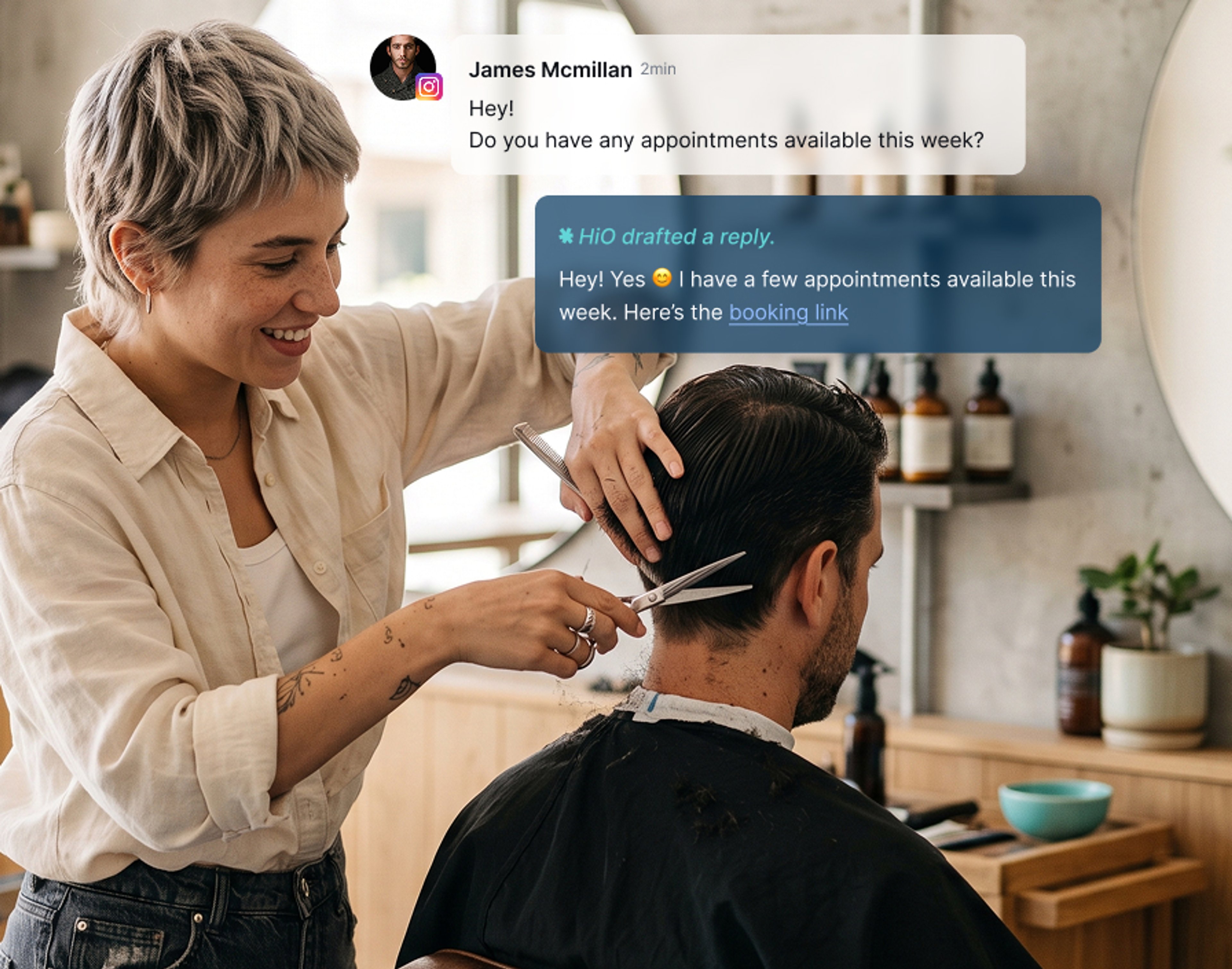 A product question answered with a live product link