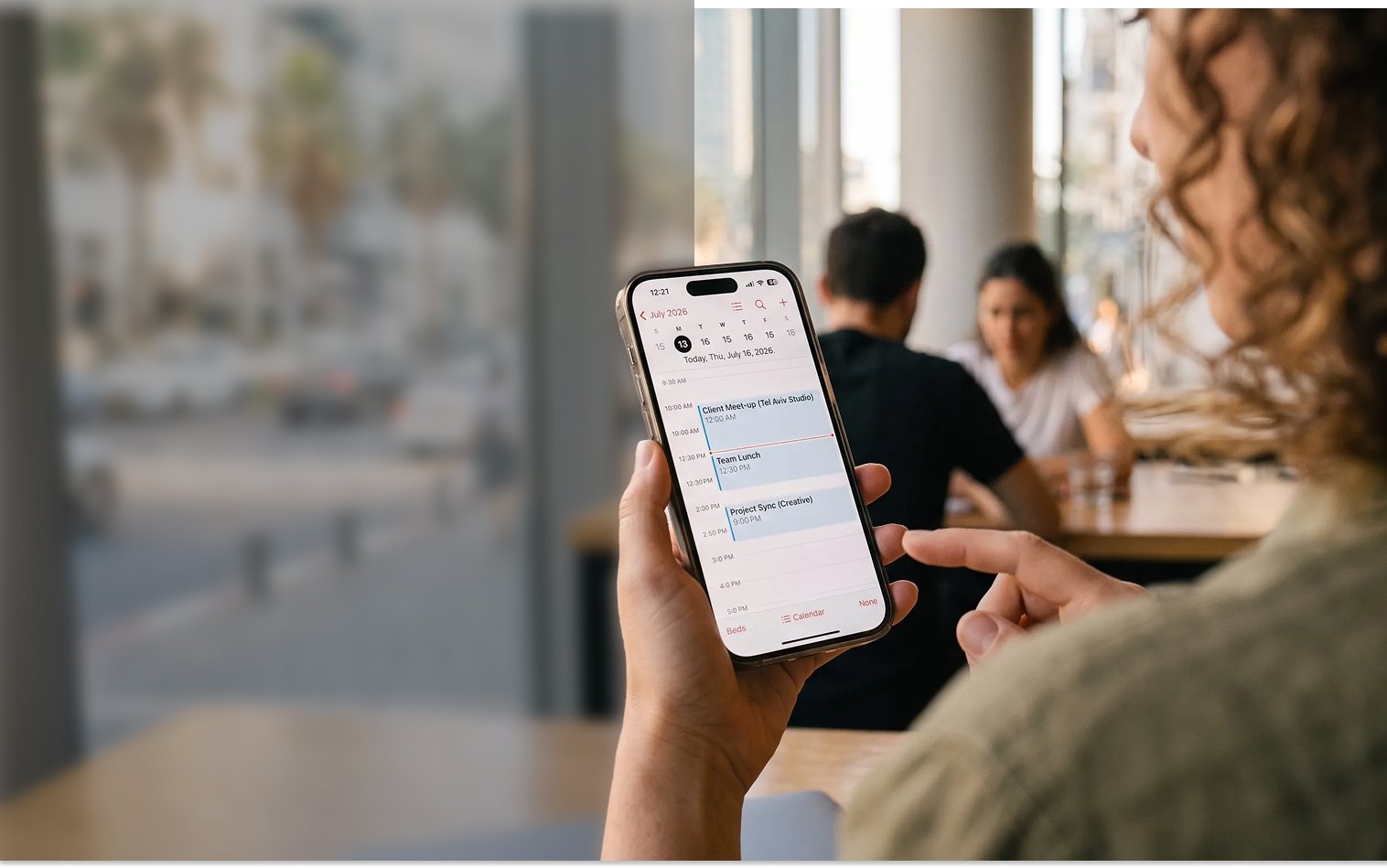 A business owner reviewing hio's suggested replies on their phone