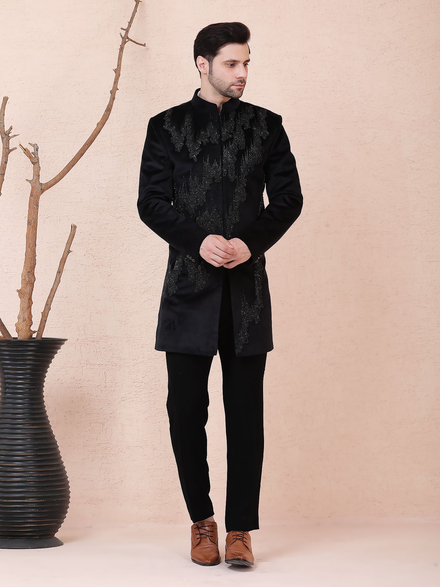 ANANT AAKASH HAND EMBELLISHED INDO-WESTERN – BLACK