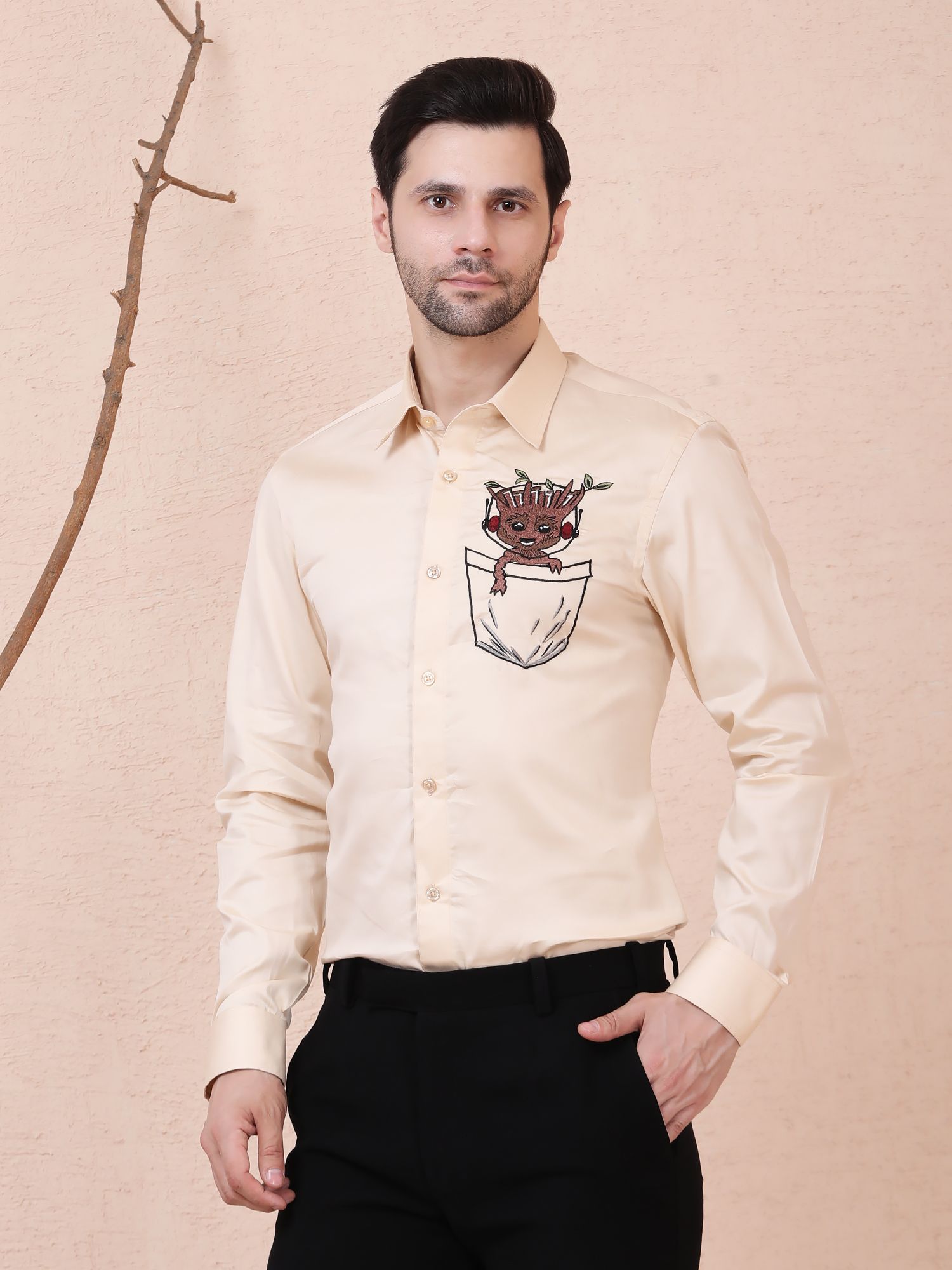 BABY GROOT – DESIGNER SHIRT – SOFT PEACH