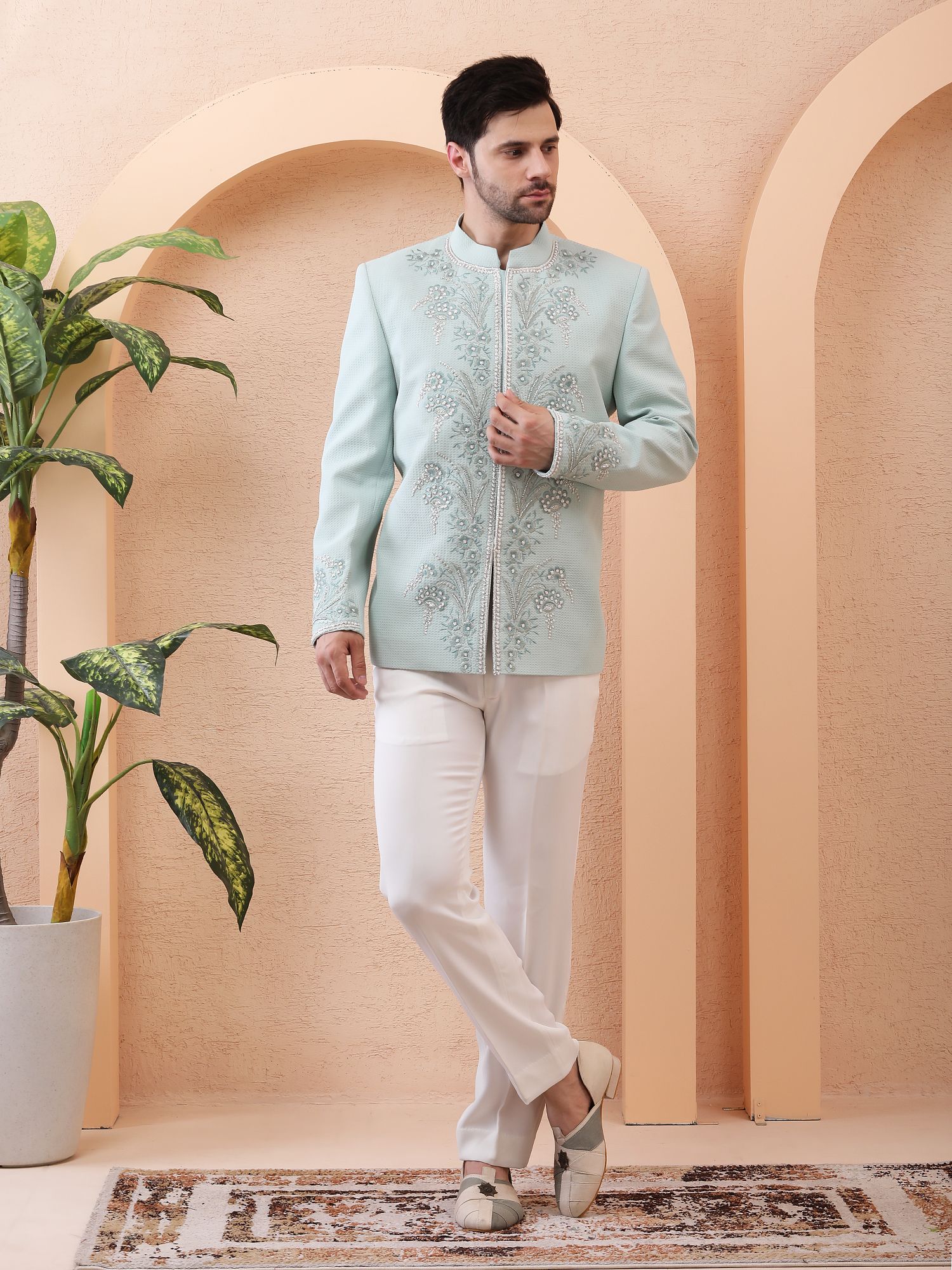NOOR-E-GUL HAND-EMBROIDERED BANDHGALA