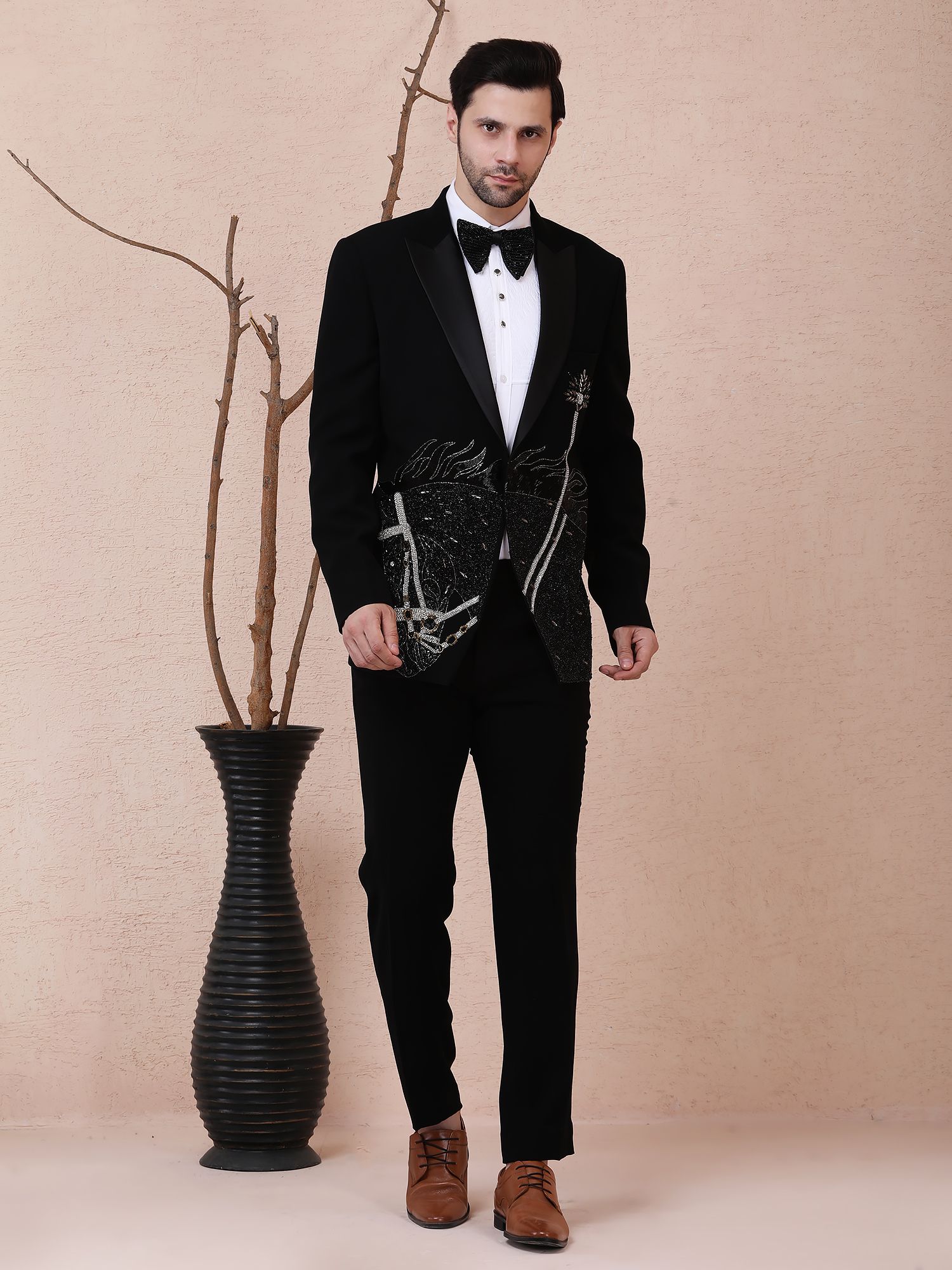 ASHVA (HORSE) – HAND EMBROIDERED DESIGNER TUXEDO – BLACK